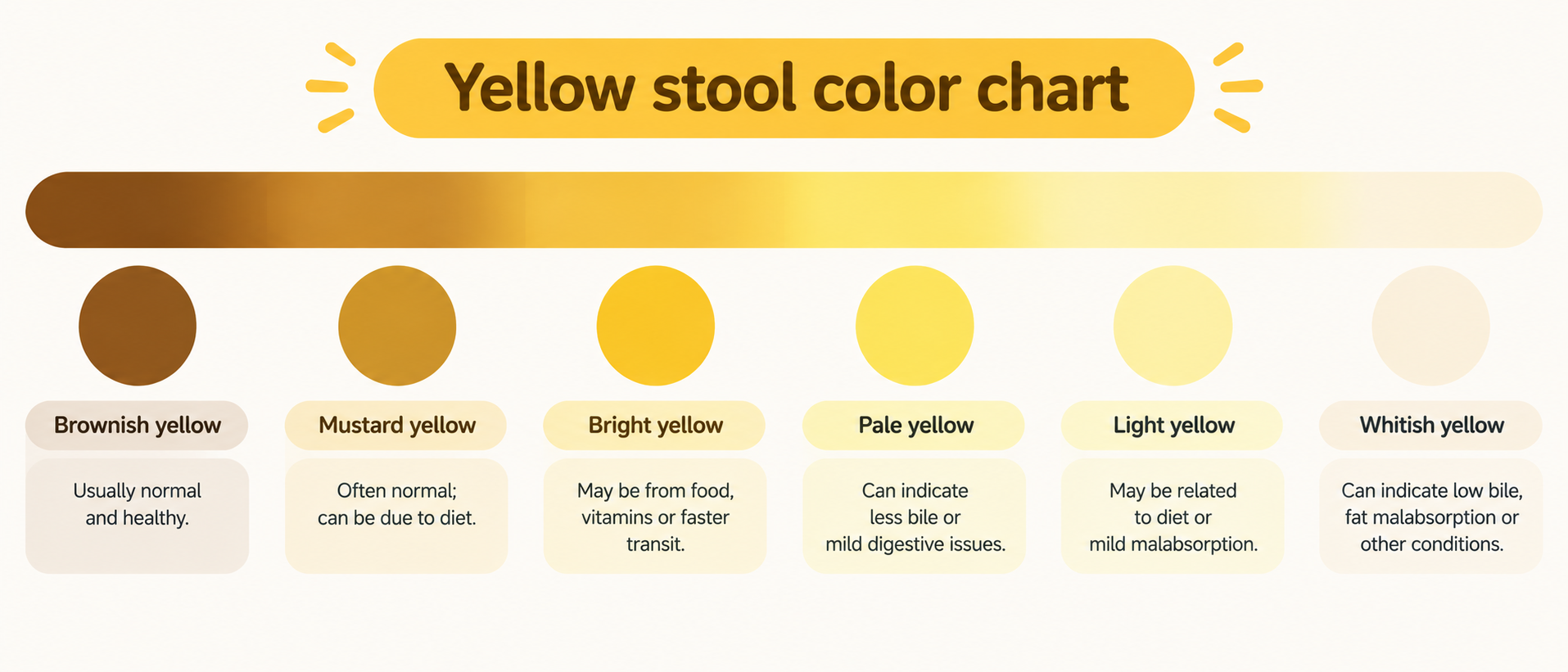 Yellow Stool Colour Chart Infographic comparing pale yellow, ochre, and greasy stool